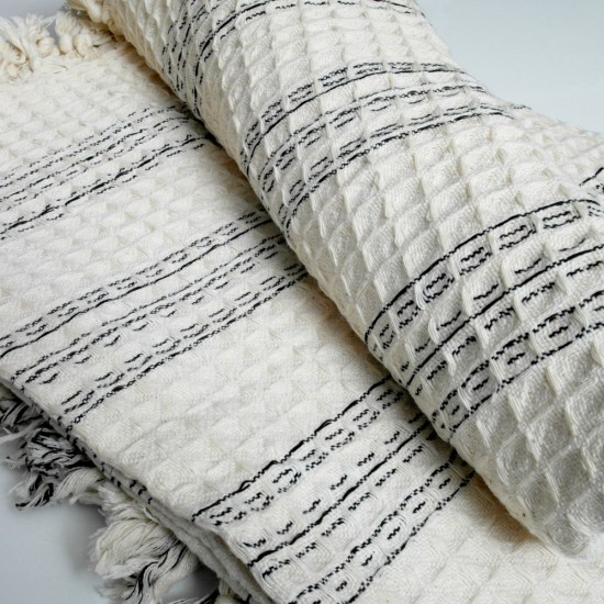 Bed Cover Waffle Pattern Cotton Peshtemal Blanket