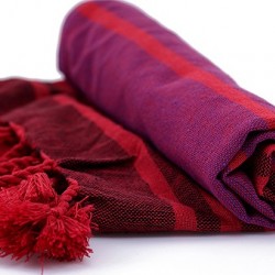 Hair Size Turkish Towel Peshtemal with Red Tassels