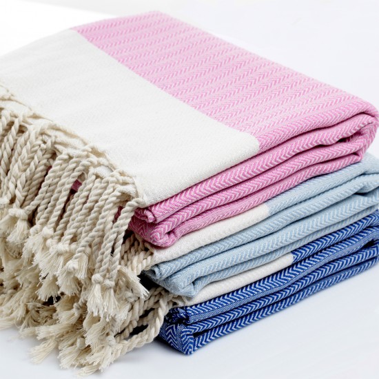 Fishbone Patterned Cotton Turkish Towel