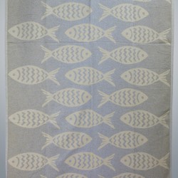 Double Gauze Cotton Peshtemal in Fish Pattern