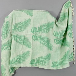 Palm Leaves Pattern Jacquard Cotton Turkish Towel Peshtemal