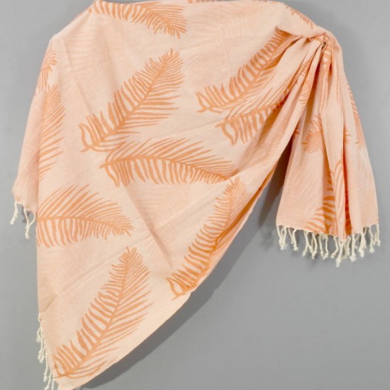Palm Leaves Pattern Jacquard Cotton Turkish Towel Peshtemal