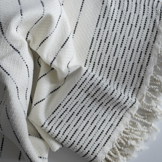 Black Striped Cotton Towel