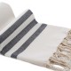 Cotton Peshtemal Towel with Five Stripes on off White