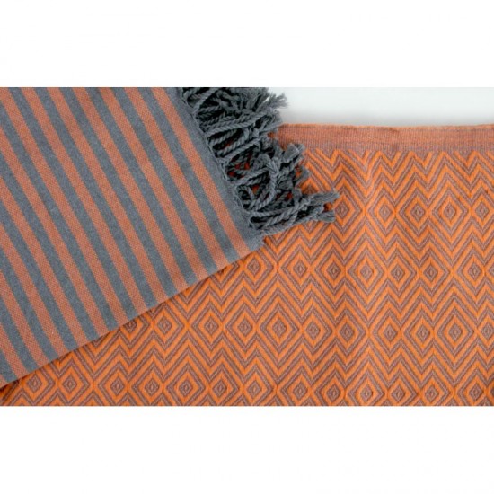 Charcoal Fringes Cotton Turkish Peshtemal Towel