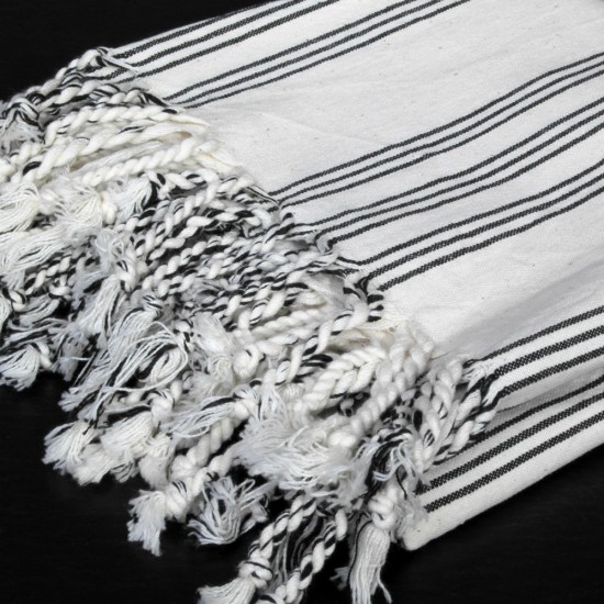 Peshtemal Towel Pre Washed Cotton Vertical Black Striped