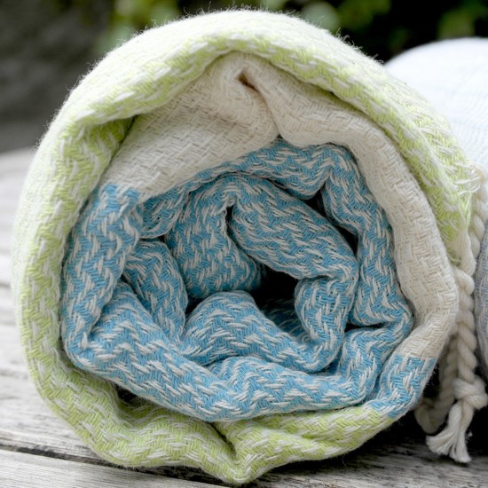 Cotton Peshtemal Woven in Herringbone Pattern