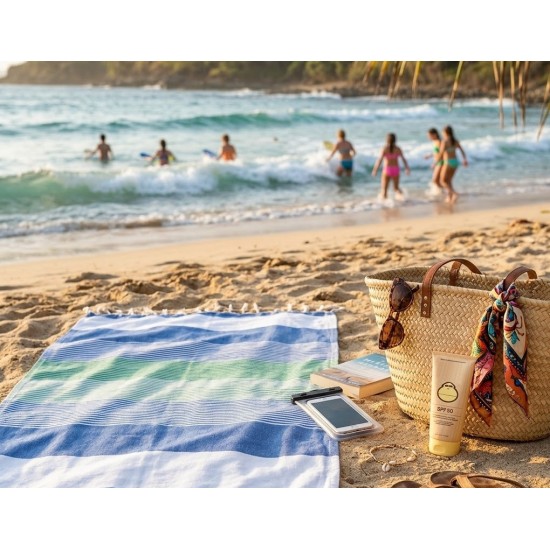 Beach Towel Multi Striped Turkish Peshtemal