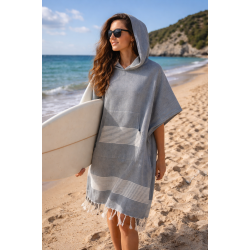 Striped Surfer Poncho Hooded Changing Towel