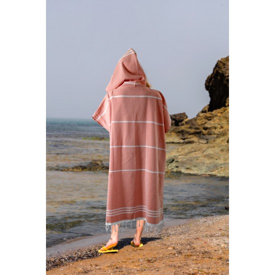 Hooded Surfer Poncho Striped Pattern