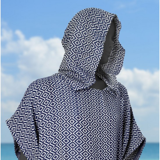 Hooded Surfer Poncho in Soft Diamond Pattern