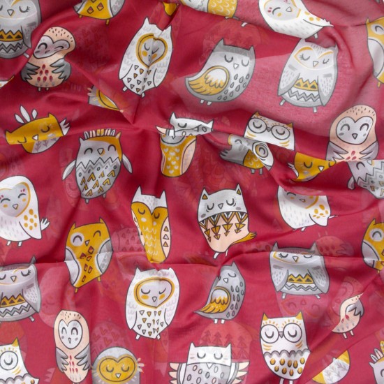 Rayon scarf in printed owl art