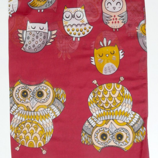 Rayon scarf in printed owl art