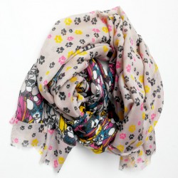 Rayon scarf in printed pets art