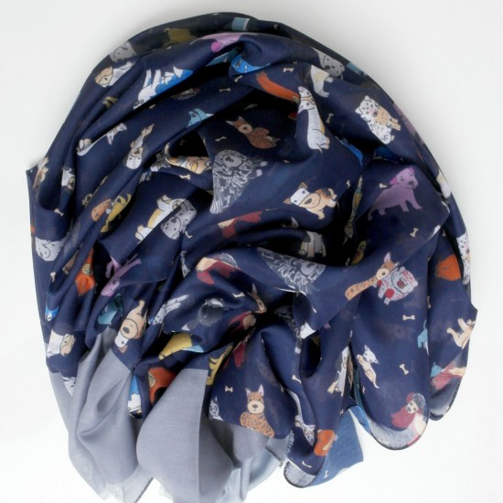 Rayon scarf in printed pet art